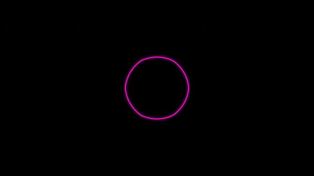 Neon pink geometric shapes morphing between circle and hexagon outlines on alpha channel