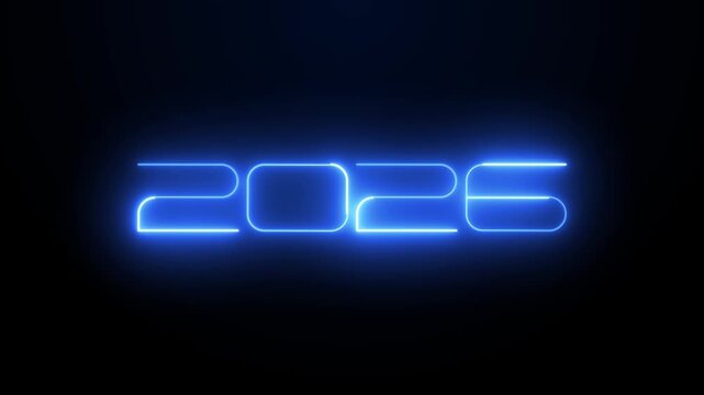 Neon Blue 2026 Text Animation with Glowing Typography