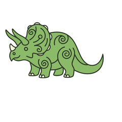 Fototapeta premium Green Triceratops Dinosaur Illustration