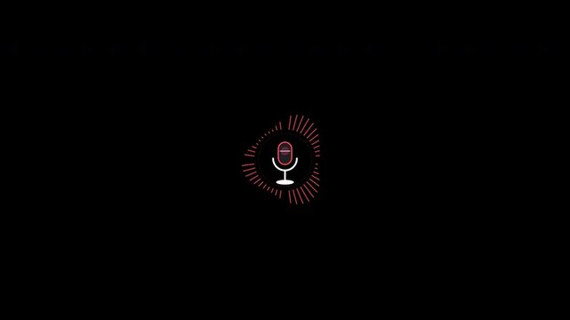 Podcaster radial audio visualizer with microphone icon isolated on alpha channel background