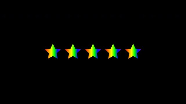 Prismatic rainbow star rating system sweep isolated on transparent background with alpha channel
