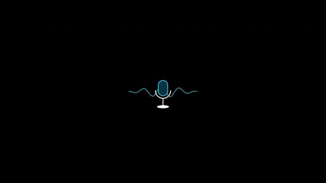 Pulse wave dynamic broadcast microphone icons isolated on a transparent background for audio