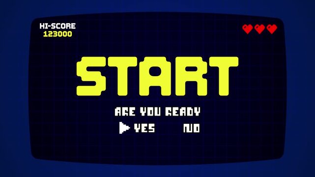 Pixel Art Game Start Screen with High Score Animation