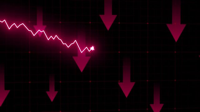 Red Declining Trend Graph with Multiple Down Arrows Animation