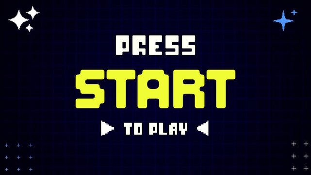 Retro Pixel Press Start to Play Game Screen Animation