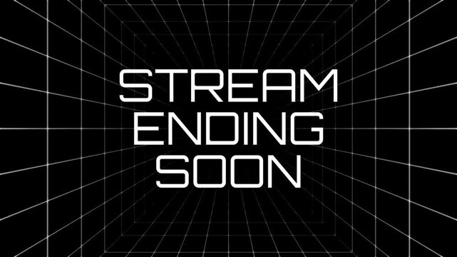 Stream Ending Soon Variable Font Typography with Futuristic 3D Grid Tunnel Seamless Loop