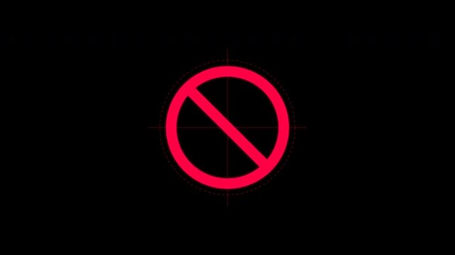 Red access denied symbols and targeting reticle icons isolated on a transparent background