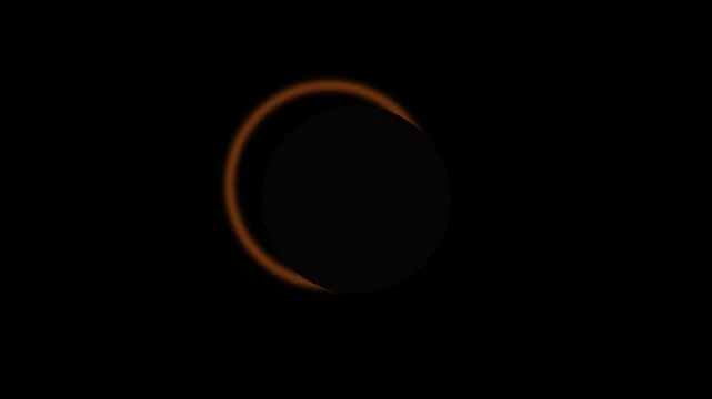 Total solar eclipse animation, glowing sun corona ring against dark moon silhouette 4k total eclipse