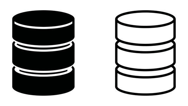 Database Icons: Two representations of a database, one filled and one outlined, symbolizing data storage and organization.