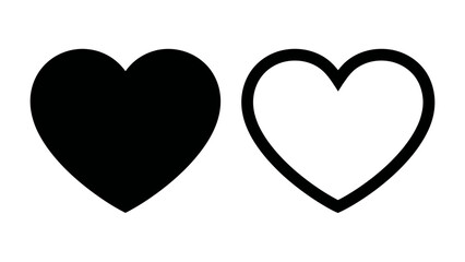 Two Heart Symbols: A solid black heart symbol stands beside an outlined white heart symbol, representing love, emotion, and duality. © Azizun