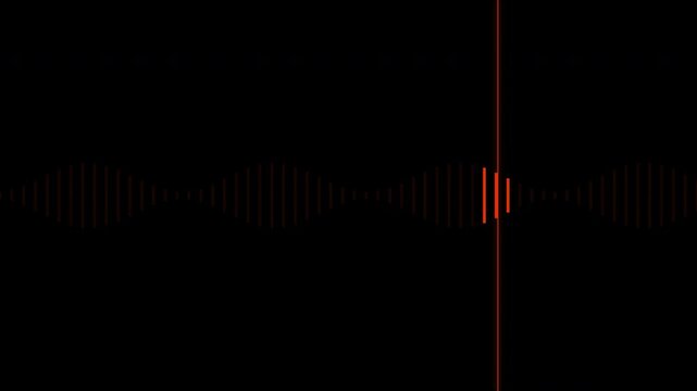 Red digital audio spectrum analyzer beam with alpha channel on transparent background
