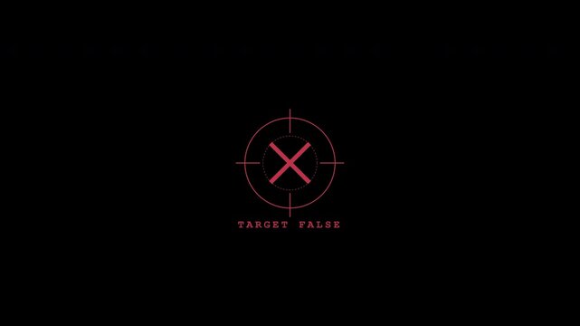 Red digital crosshair with target false error message and transparent alpha channel