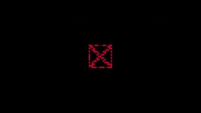 Red digital pixel grid error mark symbols isolated on transparent background alpha channel