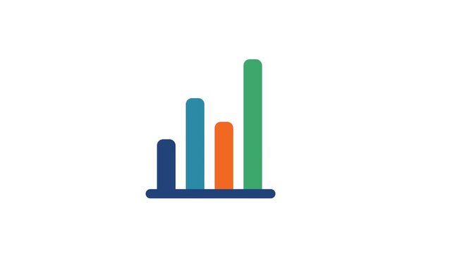 Vibrant animated bar graph motion graphic showing rising financial data on white background