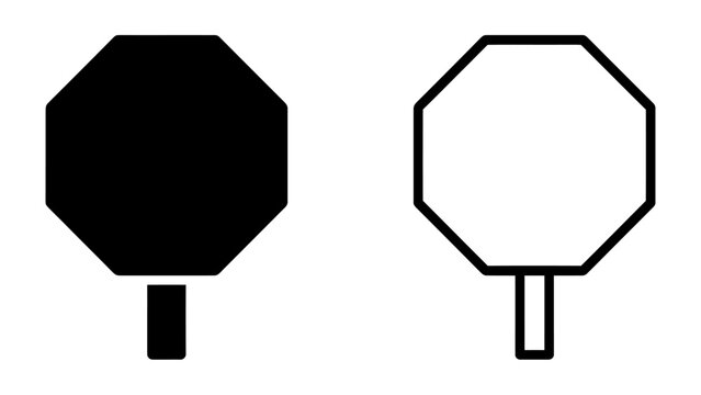 Stop Sign Icon: A bold, black stop sign juxtaposed with a clean, white outline of the same sign, representing traffic control and directional guidance.