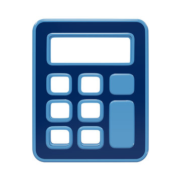 Glossy blue calculator icon for accounting and financial mathematics concepts isolated on a clean white background, for web interface isolated on a transparent background