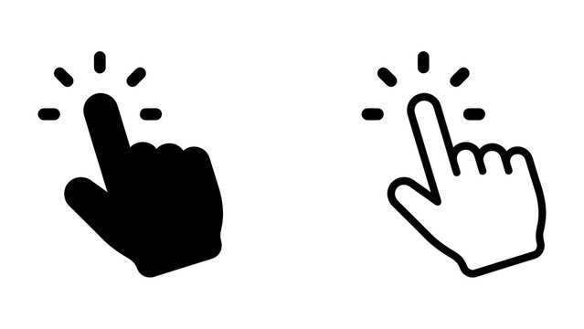 Click Hand Icon: A stylized cursor hand icon, one solid black and one outline, indicating a point of interaction or selection on a digital interface.