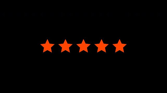 Red star rating icons showing various levels of customer feedback on transparent background
