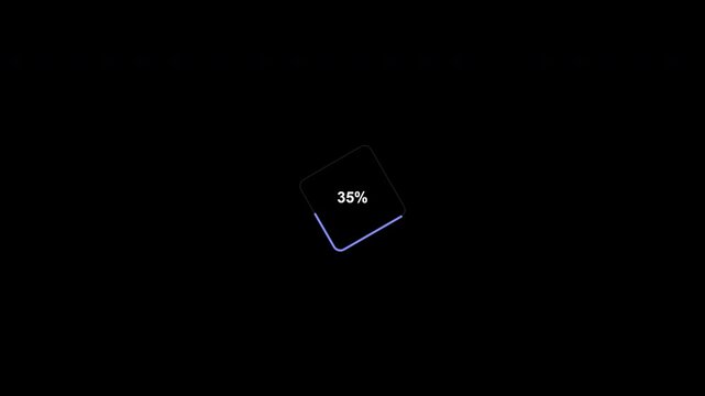 Rotating square percentage counters with transparent background for data visualization overlay