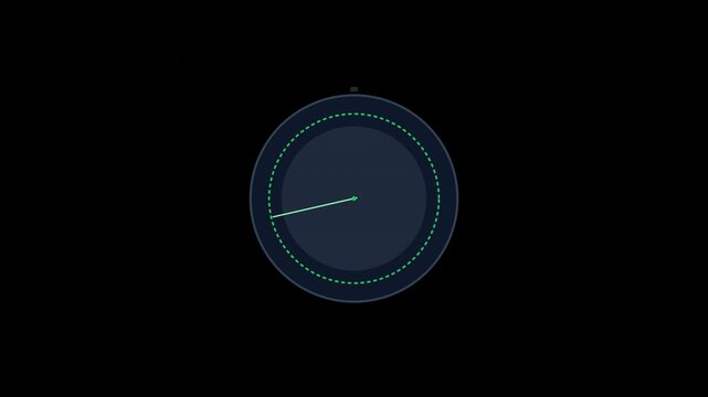 Set of four circular stopwatch icons with rotating green hands and dashed tracks for overlay