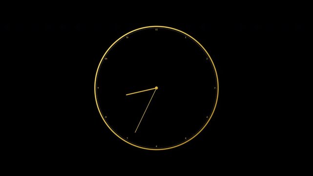 Set of four golden clock faces with rotating hands isolated on alpha channel for time concept
