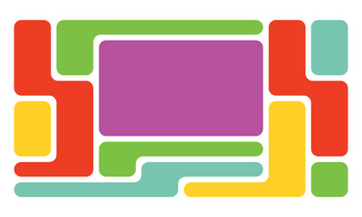 Fototapeta premium Bento grid rounded blocks pattern with colorful modular tiles forming geometric layout for modern posters banners and branding templates