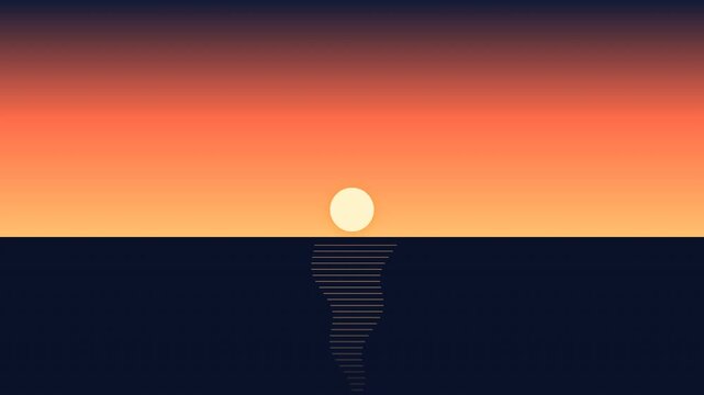 Stylized sunrise over ocean horizon with alpha channel and transparent background overlay