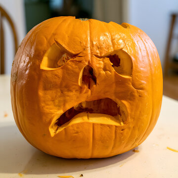 Amusing pumpkin carving for Halloween