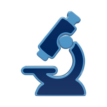3D rendered blue microscope icon for scientific research and laboratory analysis concepts isolated on a clean minimalist background isolated on a transparent background
