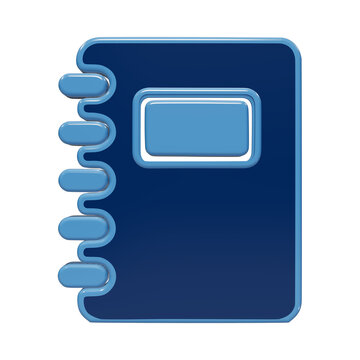 3D rendered blue notebook icon with spiral binding for education and academic planning concepts on a clean minimalist background isolated on a transparent background