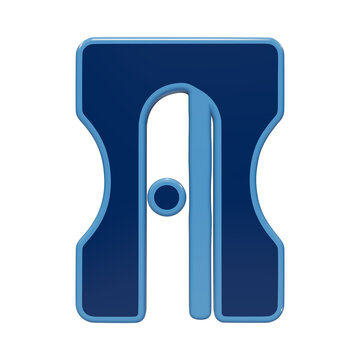 Pencil sharpener icon for school supplies and education in 3D glossy blue style for creative writing and concepts isolated on a transparent background