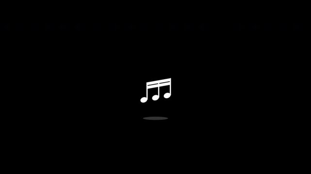 White sixteenth notes bouncing on alpha channel background for music production overlay