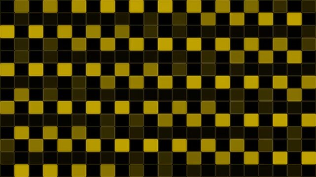 Yellow digital mosaic grid with flickering square tiles over a transparent alpha channel background