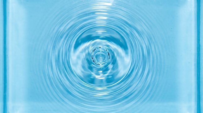 Close-up macro of a small water vortex or swirl in an aquarium causing circular waves on the surface seen from above water vortex small swirl circular waves aquarium surface close-up macro above view