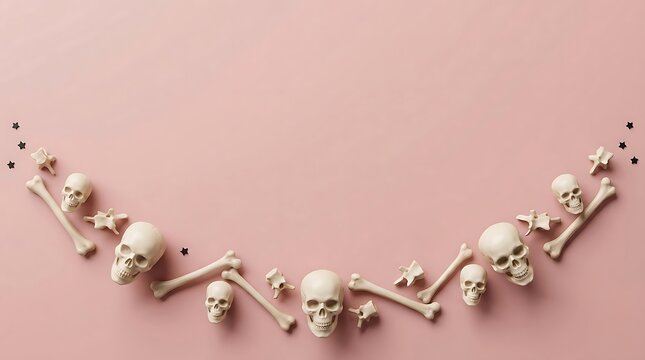 Creative skeleton bones arranged forming upward climbing pattern design