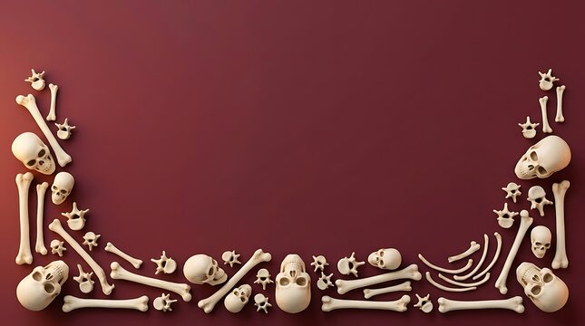 Creative skeleton bones arranged in decorative arc pattern design