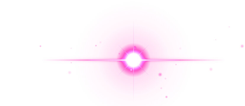 Abstract pink glowing planet with concentric rings and bright central star light effect in deep space digital composition isolated on a transparent background