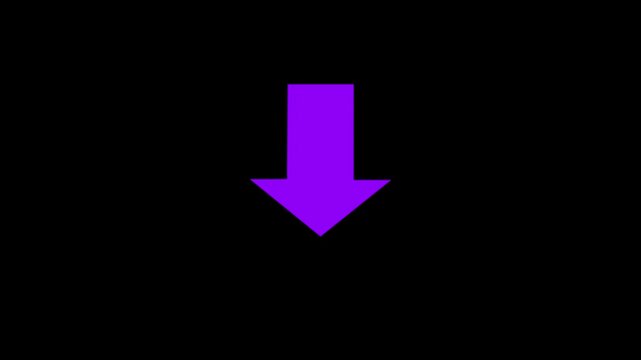 Minimalist purple arrow pointing downward isolated on a solid black background, contrast for digital user interface navigation cues, and modern web motion