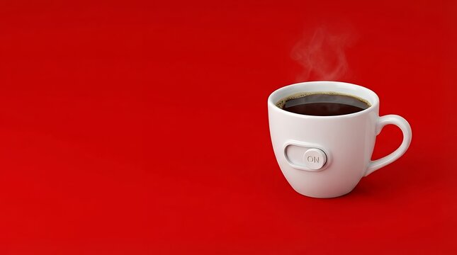 Creative Concept of Coffee Cup: Cup of coffee as a switcher on red background coffee creative concept of coffee cup cup off coffee as a switcher on red background creative concept coffee cup switcher