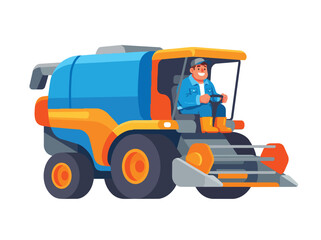 Naklejka premium Construction Worker Operating Road Grader Machine