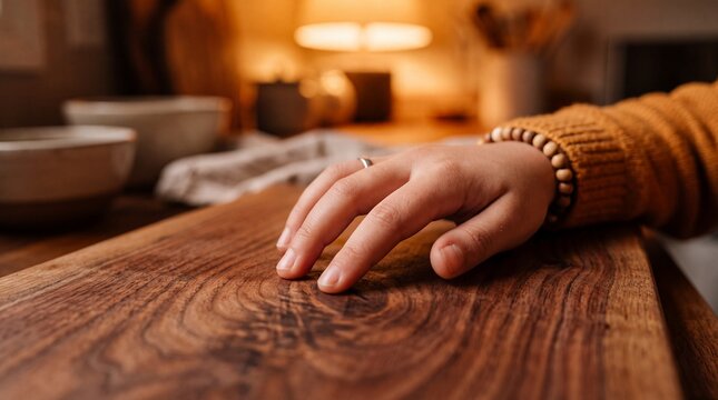 Young Middle Eastern Girls Hands on Premium Wooden Cutting Board