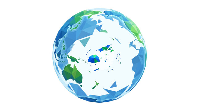 Low Poly Geometric Earth Globe Illustration