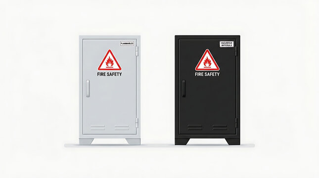 Fire alarm and emergency exit signs on wall