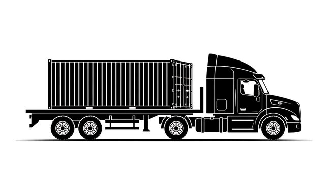 Black truck carrying wooden pallets on flatbed