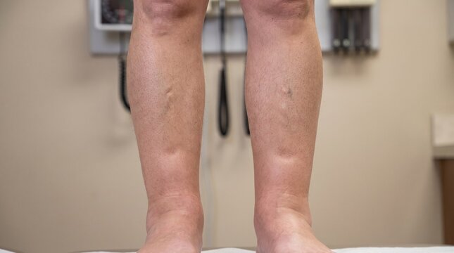 Swollen Legs and Peripheral Edema &mdash; Clean Medical Background with Copy Space
