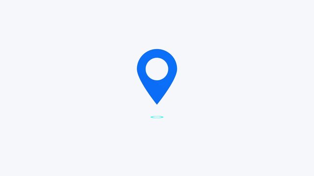 hovering blue location pin animation up and down motion gps map marker symbol vertical floating effect ui graphic element seamless looping video asset 4k
