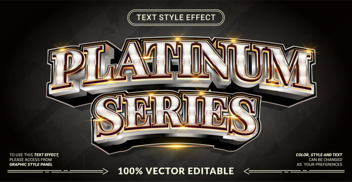 Editable text style effect - Platinum Series text style theme.