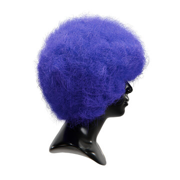 3d mannequin head with colourful afro hairstyle, transparent background