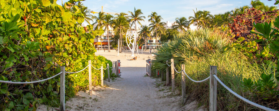 Path access to South Beach in Miami, Florida