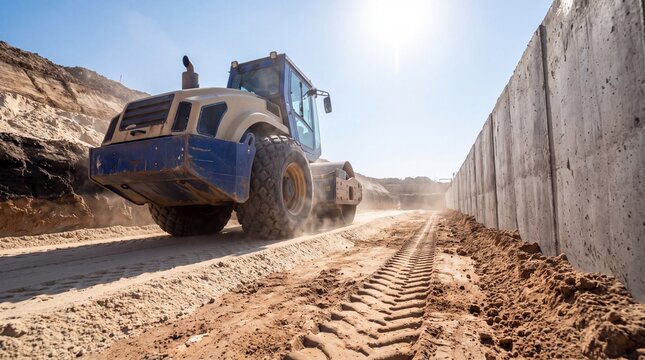 Roller compacting trench sand for modern utility infrastructure project